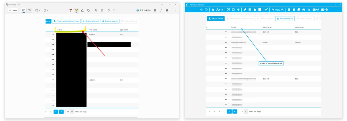 Vergelijking 2: Callouts en anonimisering gebruiken in Snipping Tool vs. Fenêtre Capture Tool